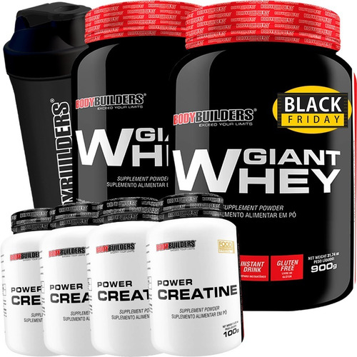 Combo Duplo Whey Protein + 4x Creatina + Shaker Sabor Baunilha