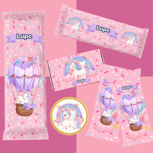 Kit Imprimible Cumpleaños Candy Bar Unicornio Arcoiris 2