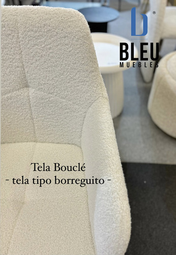 Silla De Comedor Teddy Tela Borrego Bouclé Blanco Juego De 2