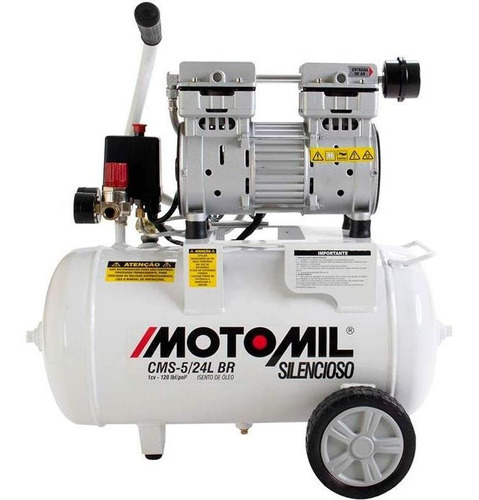 Compressor de ar elétrico Motomil CMS-5/24BR monofásica 24L 1cv 220V 60Hz branco