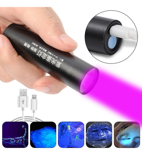 Linterna Led Uv De 365 Nm, Mini Portátil, Luz Violeta, Orina
