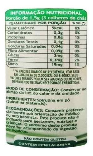 Dieta de adelgazamiento en polvo de espirulina orgánica pura - 1 ml