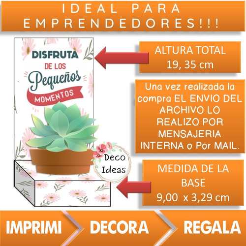 Imagen 2 de 4 de Imprimible Caja Porta Maceta 006 Frase Positiva + Tarjetatag