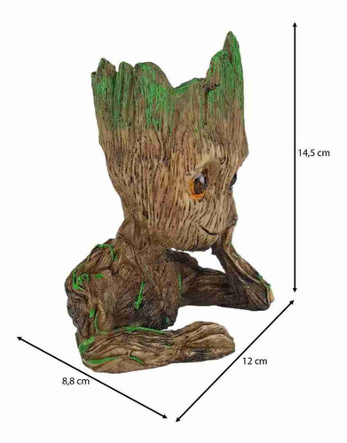 Imagem 4 de 4 de Baby Groot Vaso Suculentas Cacto Decoração Em Resina 14 Cm