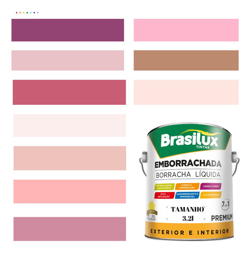 Tinta Emborrachada Rosa Pink 3.2l Borracha Líquida Brasilux Acabamento Semi Acetinado