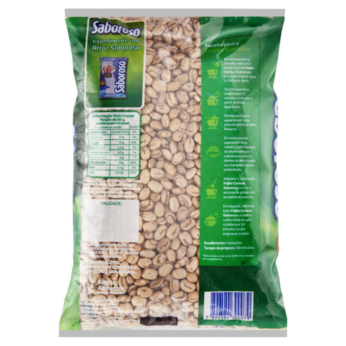 Imagem 4 de 4 de Feijão carioca cores Saboroso em pacote sem glúten 1 kg