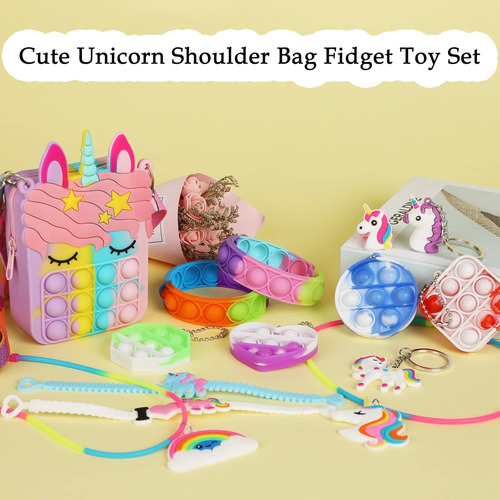 Fidget Purse, Pop Fidget Push It Bubble Popper Unicorn Bag C