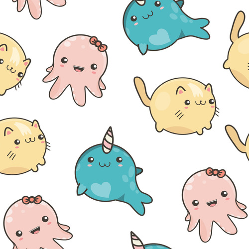 Papel De Parede Animais Kawaii Infantil 57x270cm