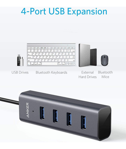 Conector Usb C A 4 Puertos Usb 3.0 Anker De Aluminio