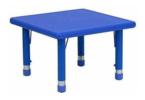 Muebles De Flash 24 '' Cuadrado De Plástico Azul Mesa Altura