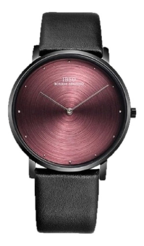 Reloj Ibso Red Black Ultra Fino Cuero Genuino Hombres 2021