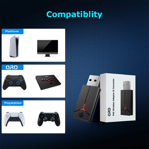 Adaptador De Jogos Sem Fio Para Controle Ps5 Ps4 Qrd N5 S3