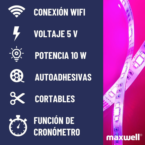 Imagen 4 de 10 de Tira Cinta Luces Led Rgb Wifi 10 Mt Total App Tuya +conector
