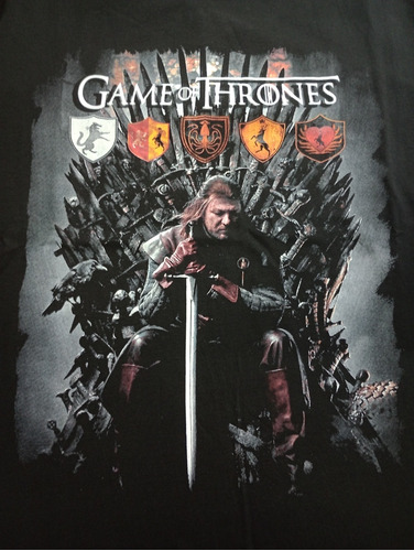 Remera-negra-game Of Thrones-ned Stark-trono De Hierro