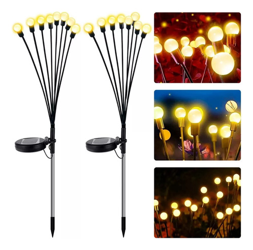 Luces Solares Led Ramo Bombillas Jardin Exterior Estaca X 2 Veoquiero