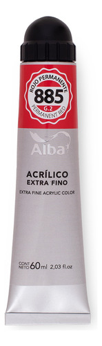 Acrilico Profesional Alba Pomo 60ml Rojo Permanente 885