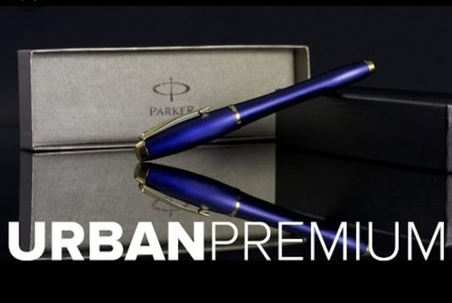 Boligrafo Roller Parker Urban Premium Azul Metálico Cromo