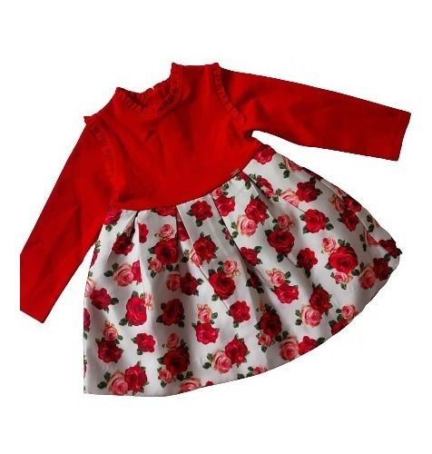 Vestido Rojo Con Flores Para Niña De 18 M.  Marca: Mayoral