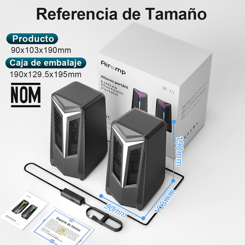 Altavoz De Carga Usb Bluetooth Y Luces Led Bocina Portatil