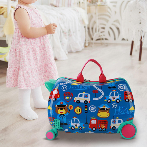 Maleta De Paseo Para Niños, Carrito De Sheriff Azul