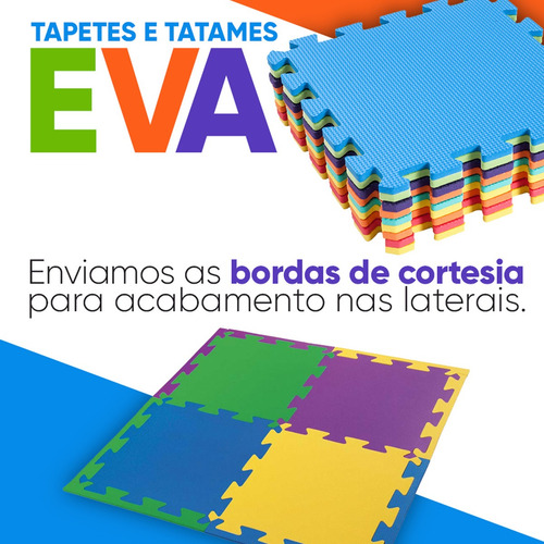 Kit 12 Tapetes Infantil Emborrachado 50x50 10mm - Tatame Eva