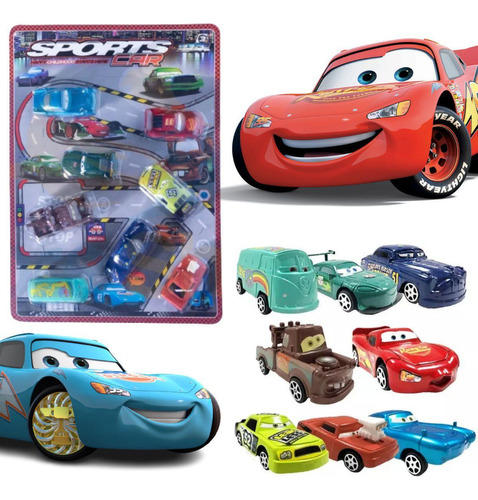 Kit 8 Carrinhos Relâmpago Mcqueen Disney Carros Brinquedos