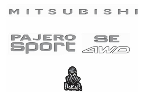Kit Adesivo Mitsubishi Resinado Pajero Sport 4wd + Emblemas