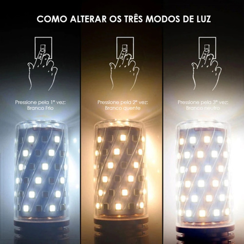 Lâmpada 4500k Super Led 16w Milho E27 3 Cores Bivolt 5 Peças