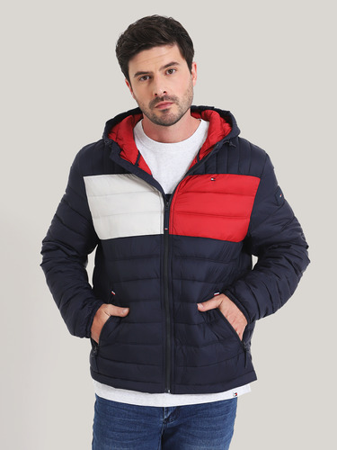Parka Weight Quilted Colorblock Multicolor Tommy Hilfiger