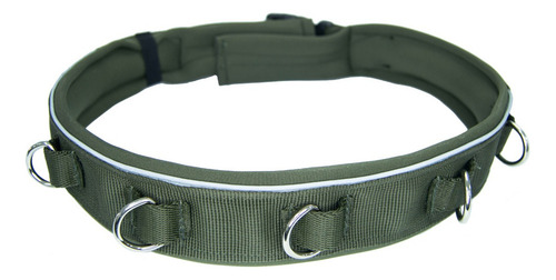 Cinturon Para Pasear Perros Acolchado Regulable Canicross Color Verde Militar