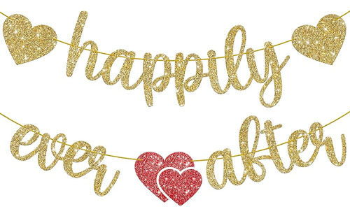 Katchon, Glitter Gold Happily Ever After Banner - 10 Pies, P