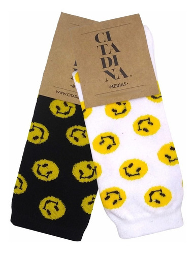 Imagen 4 de 7 de Medias Citadina Smile Largas Moda Elásticas Pack X2