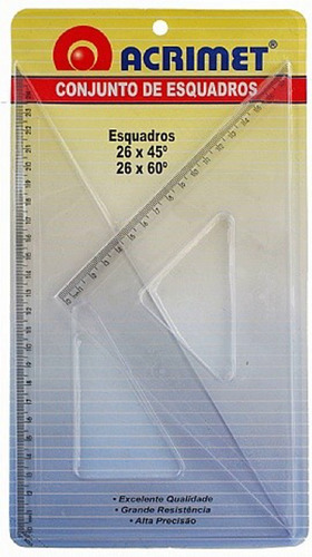 Imagem 1 de 1 de Esquadro Acrimet 568.0 Escolar De 45 E 60 Graus Com 26 Cm
