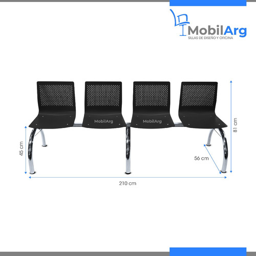 Imagen 4 de 8 de Silla Tandem X4 Sillas Butacas Cromado Sala Espera Anana