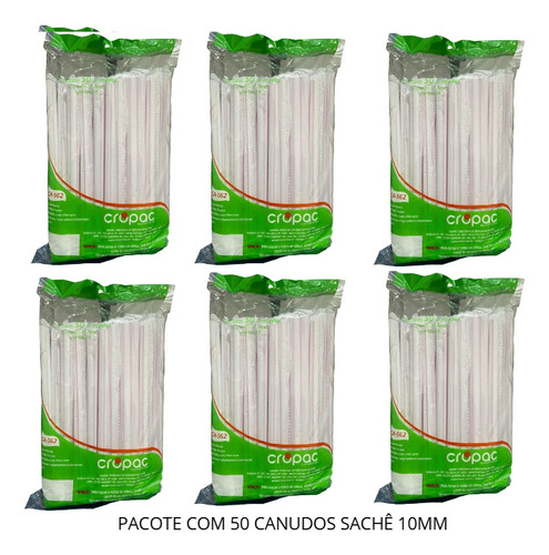 Canudo Plástico Grosso Vitamina Drink Milkshake 10mm- 50 Uni