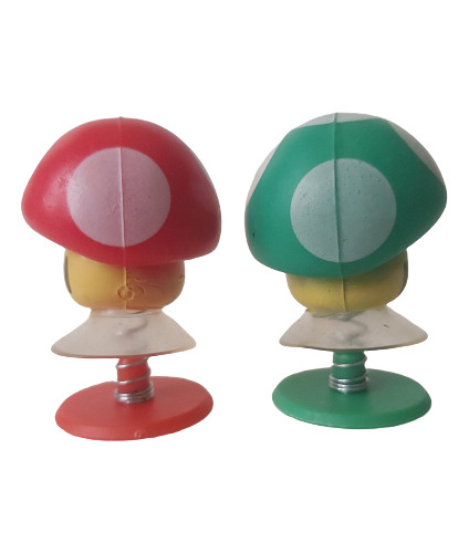 Hongos Mario Bros Figuras Verde Y Rojo Saltarines Nintendo (Usado)