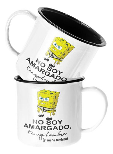 Taza Enlozada Lechera Bob Esponja No Soy Amargado