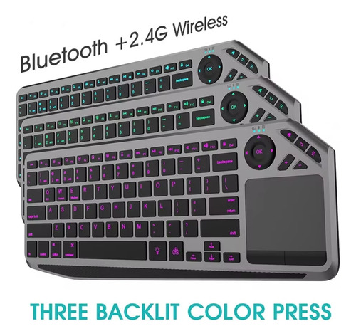 Teclado Sem Fio Com Touchpad De 7 Cores Retroiluminado 2