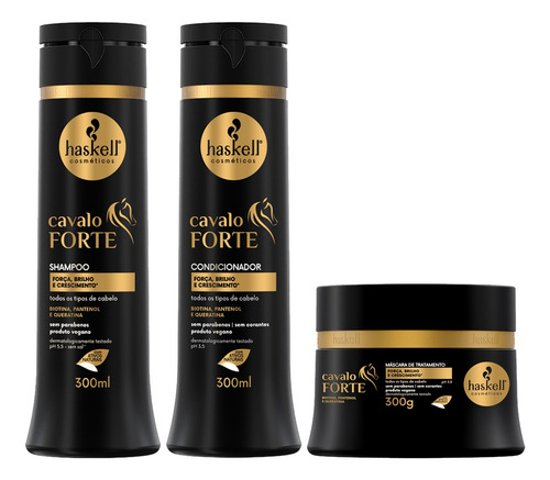 Haskell Cavalo Forte Shampoo Condicionador E Máscara Kit