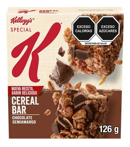 4 Pzs Kelloggs Barras De Cereal Chocolate Semiamargo Special