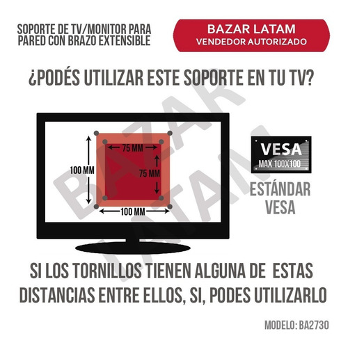 Soporte Monitor Pared Brazo Extensible Regulable