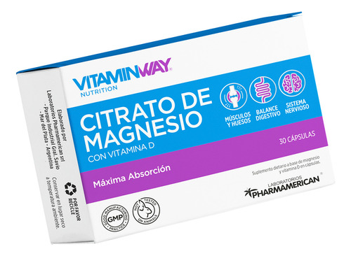 Vitamin Way Kit X2 Cajas Citrato De Magnesio Vitamina D X30
