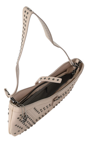 Cartera Pu Con Tachas Y Correa Extraible La Chapelle Negro Lisa Níquel Negro