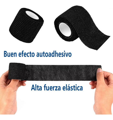 S Vendaje Deportivo Elástico Autoadhesivo, 12 Rollos (negro)