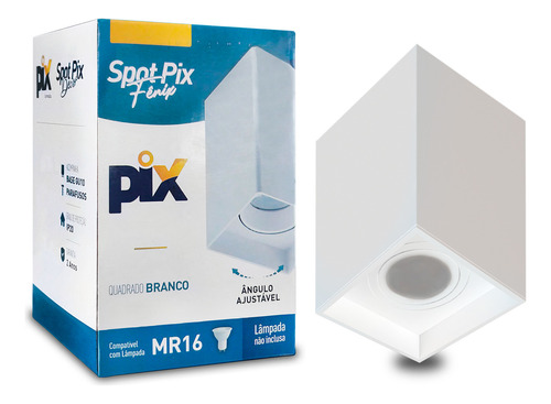 Spot De Sobrepor Pix High End Mr16 Dicroica Quadrado Branco 110V/220V