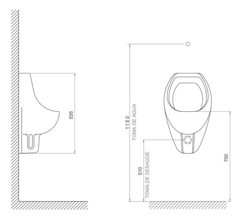 Imagen 7 de 10 de Mingitorio Deca Oval Sanitario Blanco Urinario Público Loza