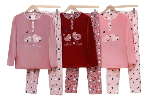 Pijama De Plush Para Invierno De Corazones