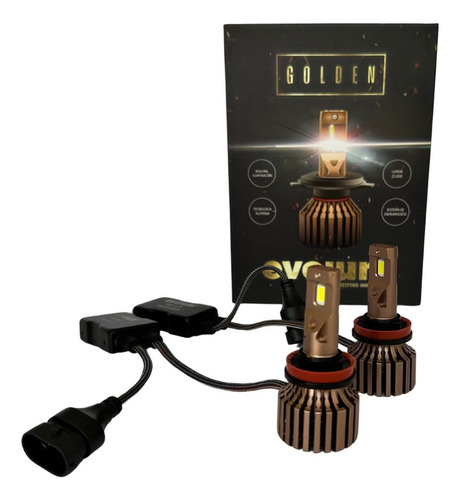 Focos Led Evolum Golden Para Vehículos - Alta Luminosidad H11 Dorado Oscuro Blanco Neutro