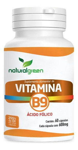 Vitamina B9 60 Cápsulas De 600mg Suplemento Natural Green