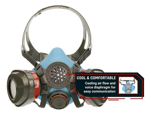 T-61 Half Face Respirator - Double Activated Charcoal A...